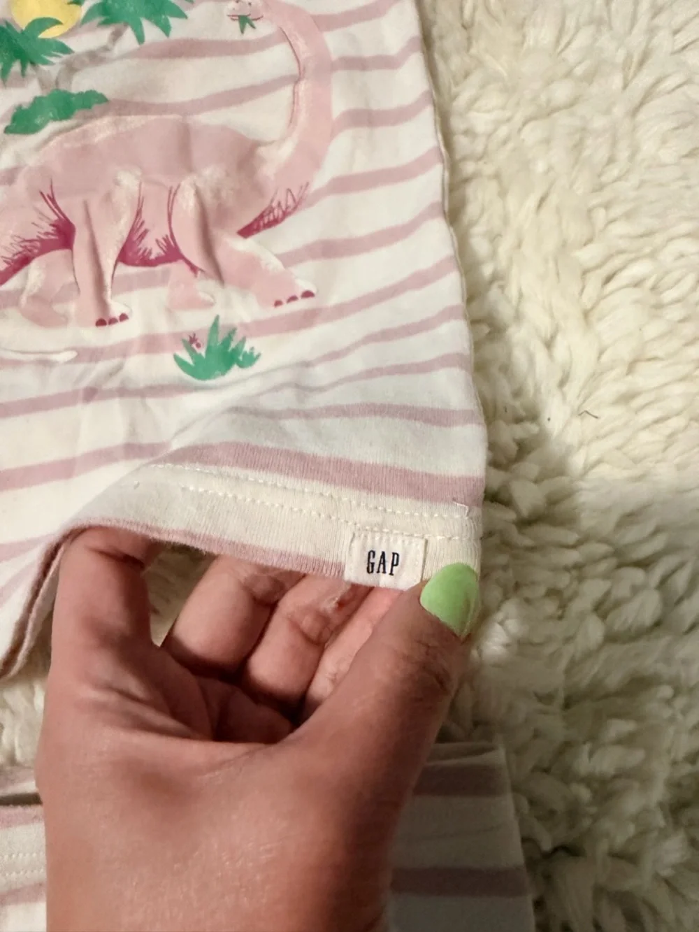 GAP Pink and White Striped Dinosaur Pajama Set